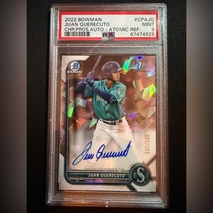 Juan Querecuto 1st Bowman Chrome Autograph Baseball Card - Teal Jersey